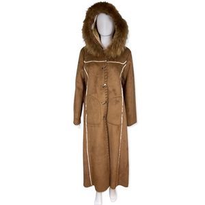 Wilson’s Leather Brown Shearling Coat with Real Fox Fur Trim, size M - NWOT